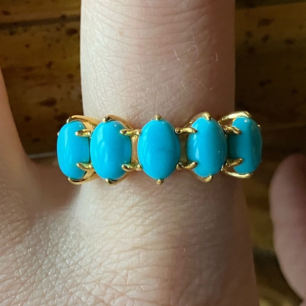 Premium Kingman Turquoise Sterling Silver Ring Size 8